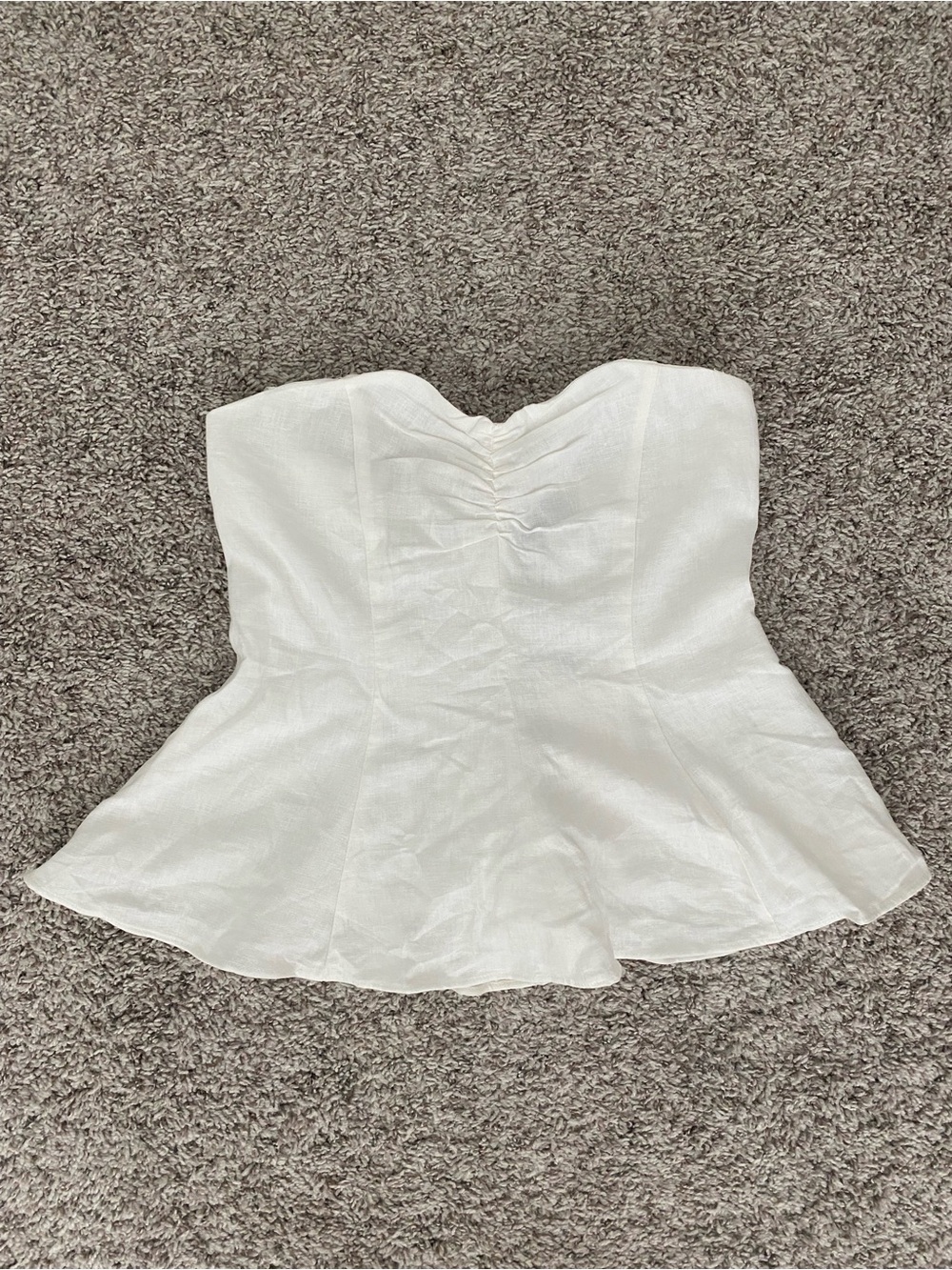 Zara White Strapless Peplum Top - Classic Feminine Silhouette NWT